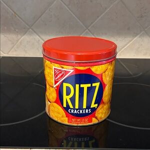 Vintage Ritz Crackers Decorative Tin - Red and Yellow